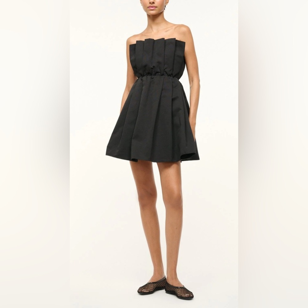 STAUD Black Strapless Mini Dress